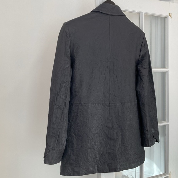 Zadig & Voltaire Lamb Leather Venturi Cuir Froisse Crinkle Effect Blazer - Picture 10 of 14